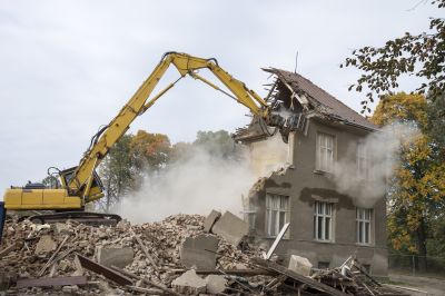 Demolition Crew Operating Machinery